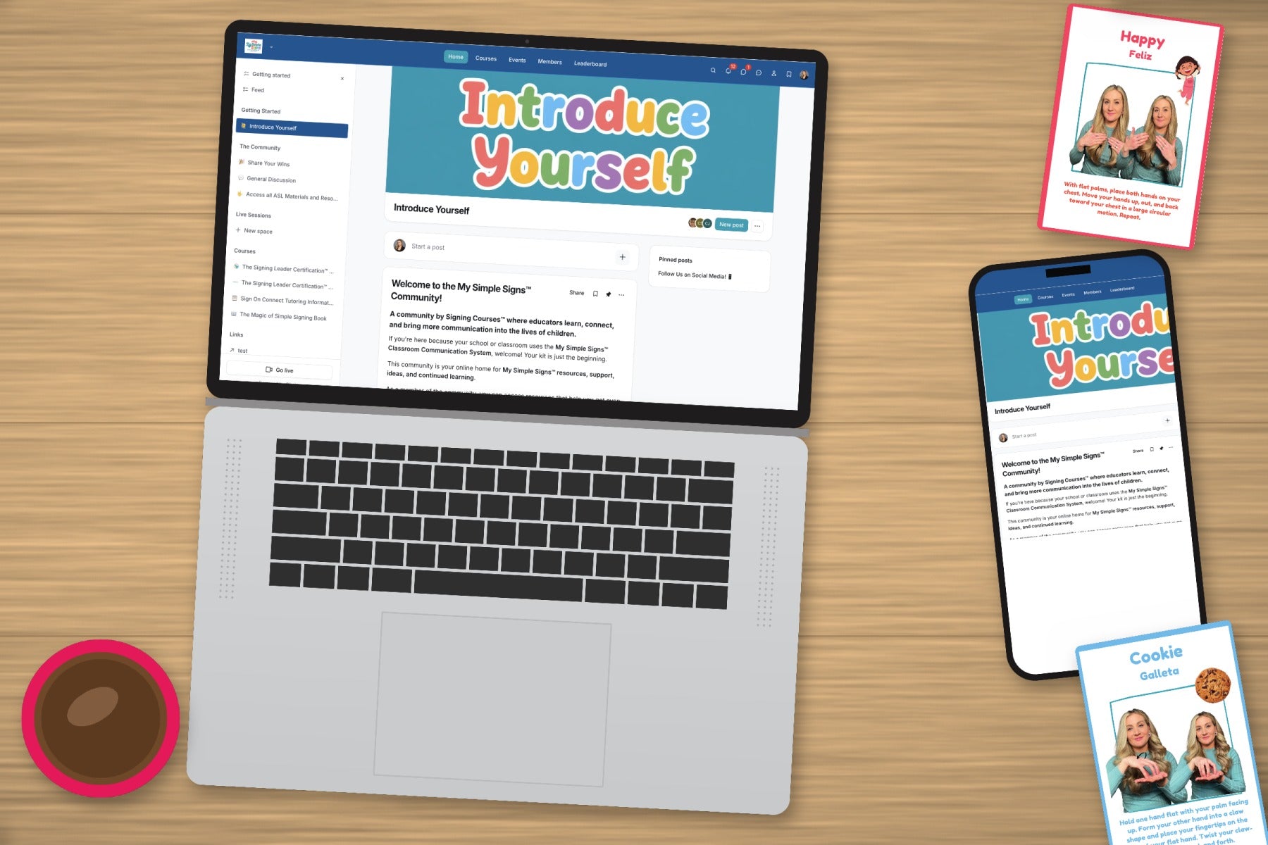 The My Simple Signs online community on a laptop and phone