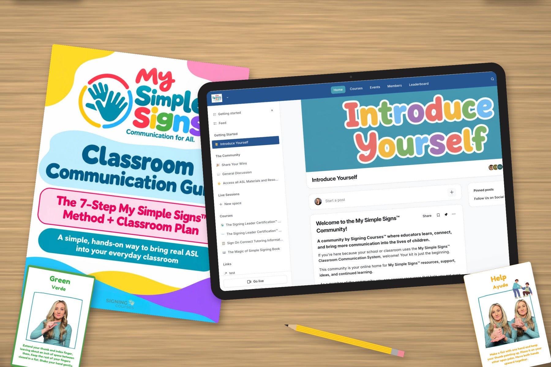 The My Simple Signs online community on a tablet